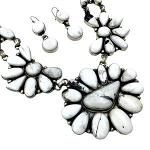 Native American Necklaces & Pendants - Large White Buffalo Necklace Set - Kathleen Chavez, Navajo