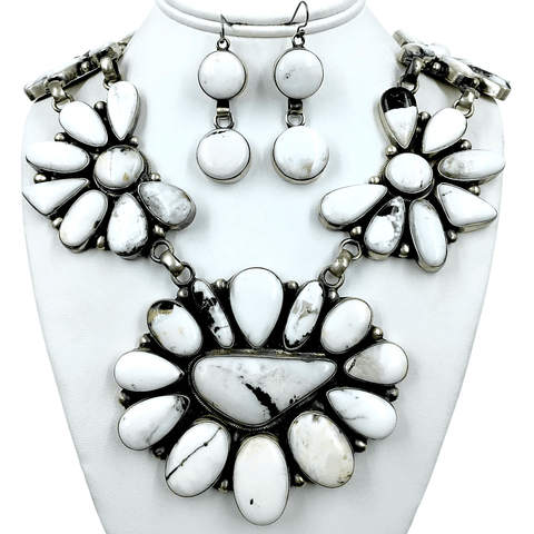 Image of Native American Necklaces & Pendants - Large White Buffalo Necklace Set - Kathleen Chavez, Navajo