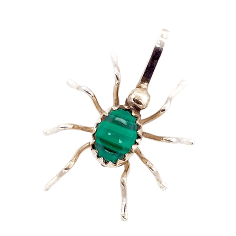 Image of Native American Necklaces & Pendants - Malachite Mini Spider Pendant - Navajo