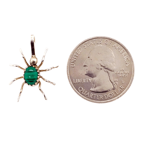 Image of Native American Necklaces & Pendants - Malachite Mini Spider Pendant - Navajo