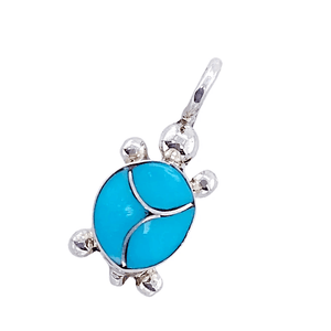 Native American Necklaces & Pendants - Mini Sleeping Beauty Turquoise Turtle Pendant - Zuni