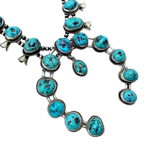 Native American Necklaces & Pendants - Native American Navajo Large Naja Turquoise Squash Blossom Necklace Set - Richard Begay