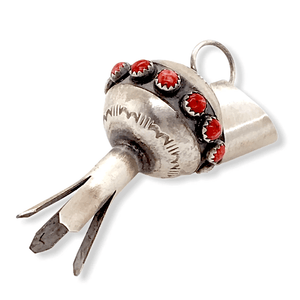 Native American Necklaces & Pendants - Navajo Blossom Pendant In Red Spiny Oyster