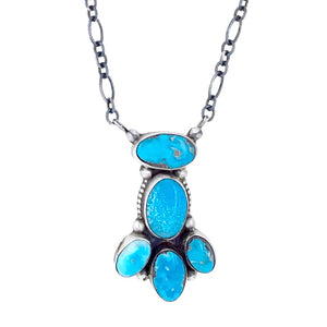 Native American Necklaces & Pendants - Navajo Blue Bird Turquoise Cluster Necklace- Ella Peters - Native American
