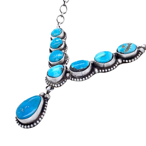 Image of Native American Necklaces & Pendants - Navajo Blue Bird Turquoise Dangle Necklace- Ella Peters