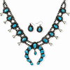 Native American Necklaces & Pendants - Navajo Blue Bird Turquoise Squash Blossom Necklace  -Ella Peters