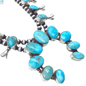 Native American Necklaces & Pendants - Navajo Blue Gem  Turquoise Squash Blossom Set - Kathleen Chavez, Navajo