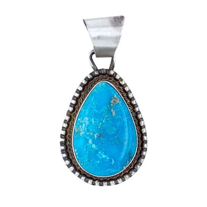 Native American Necklaces & Pendants - Navajo Bluebird Turquoise Sterling Silver Pendant - Sheila Becenti