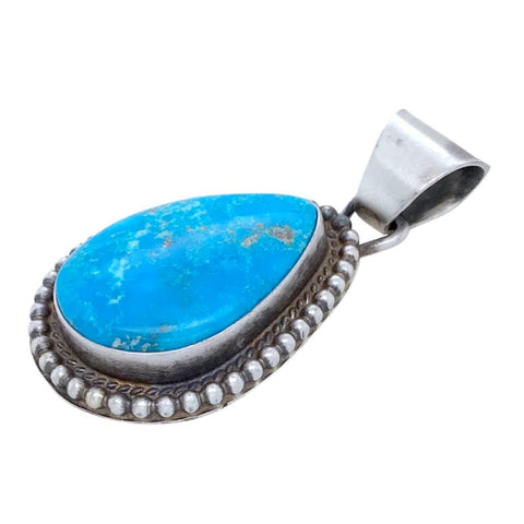 Image of Native American Necklaces & Pendants - Navajo Bluebird Turquoise Sterling Silver Pendant - Sheila Becenti