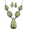 Native American Necklaces & Pendants - Navajo Boulder Turquoise Teardrop Necklace Set - Samson Edsitty