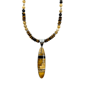 Native American Necklaces & Pendants - Navajo Brown  Picture Jasper  Onyx Necklace