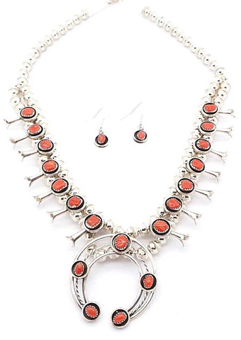 Image of SOLD Navajo Coral Sq.uash Blossom by Phil & Lenore Garcia