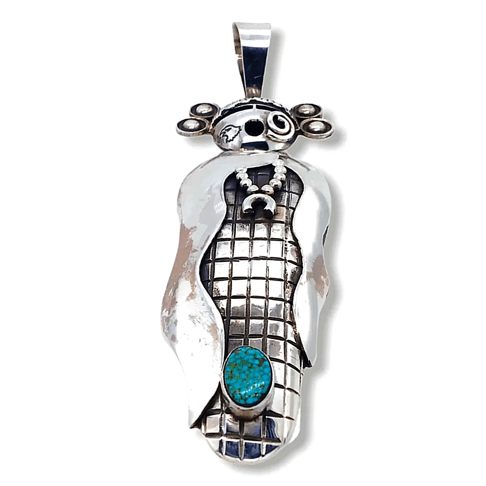 SOLD Navajo Corn Maiden P.endant with Turquoise Stone - Alex