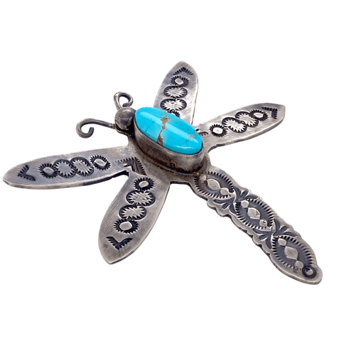 Image of Native American Necklaces & Pendants - Navajo Embellished Dragonfly Turquoise Pendant