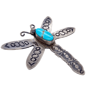 Native American Necklaces & Pendants - Navajo Embellished Dragonfly Turquoise Pendant