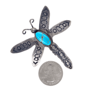 Native American Necklaces & Pendants - Navajo Embellished Dragonfly Turquoise Pendant
