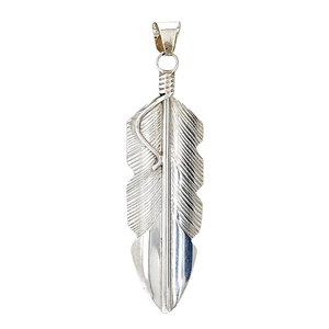 Native American Necklaces & Pendants - Navajo Feather Sterling Silver Pendant