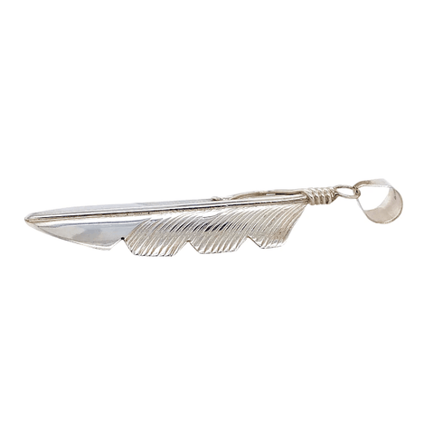 Image of Native American Necklaces & Pendants - Navajo Feather Sterling Silver Pendant