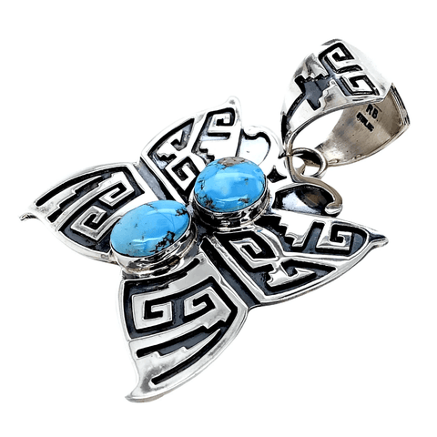 Image of Native American Necklaces & Pendants - Navajo  Golden Hills Turquoise Butterfly Pendant - Randy Billy
