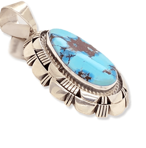 Image of Native American Necklaces & Pendants - Navajo Golden Hills Turquoise Double Stack Pendant