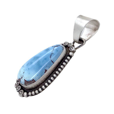 Image of Native American Necklaces & Pendants - Navajo Golden Hills Turquoise Sterling Silver Pendant - Sheila Becenti - Native American