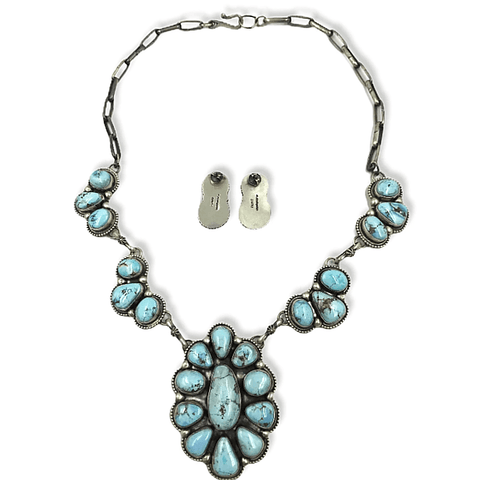 Image of Native American Necklaces & Pendants - Navajo Goldenhills Turquoise Cluster Necklace Set