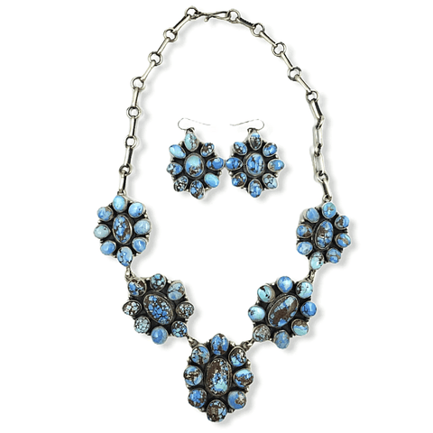 Image of Native American Necklaces & Pendants - Navajo Goldenhills Turquoise Flower Necklace - D. Livingston