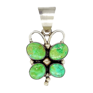 Native American Necklaces & Pendants - Navajo Green Butterfly Turquoise Pendant - Kathleen Chavez