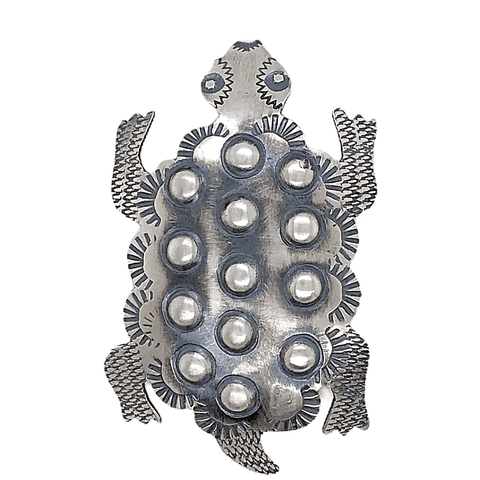 Image of Native American Necklaces & Pendants - Navajo Horned Toad Sterling Silver Pin - Tim Yazzie Brooch
