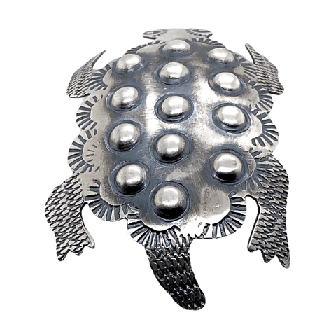 Image of Native American Necklaces & Pendants - Navajo Horned Toad Sterling Silver Pin - Tim Yazzie Brooch