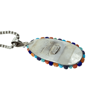 Native American Necklaces & Pendants - Navajo Kingman & Sleeping Beauty Turquoise Multi Stone Inlay Teardrop Necklace  - Merle House