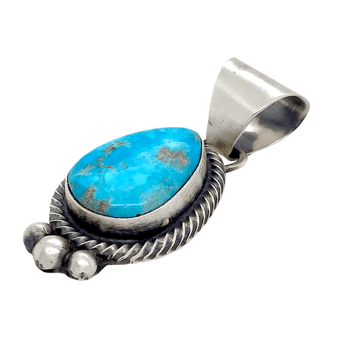 Image of Native American Necklaces & Pendants - Navajo Kingman Teardrop Turquoise Pendant - Shelia Becenti