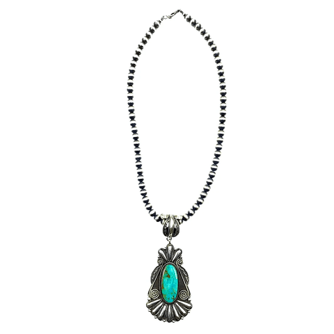 Image of Native American Necklaces & Pendants - Navajo Kingman Turquoise Necklace  - Rick Martinez