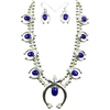 Native American Necklaces & Pendants - Navajo Lapis Blue Naja Squash Blossom Set - Sharon Francisco