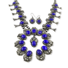 Native American Necklaces & Pendants - Navajo Lapis Squash Blossom Necklace By Jimmy Lee