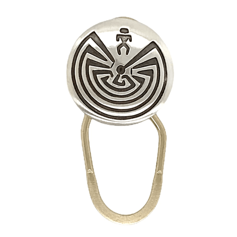 Image of Native American Necklaces & Pendants - Navajo Man-In-The-Maze Sterling Silve Overlay Key Ring
