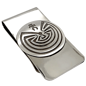 Native American Necklaces & Pendants - Navajo Man-In-The-Maze Sterling Silver Overlay Money Clip - Stanley Gene