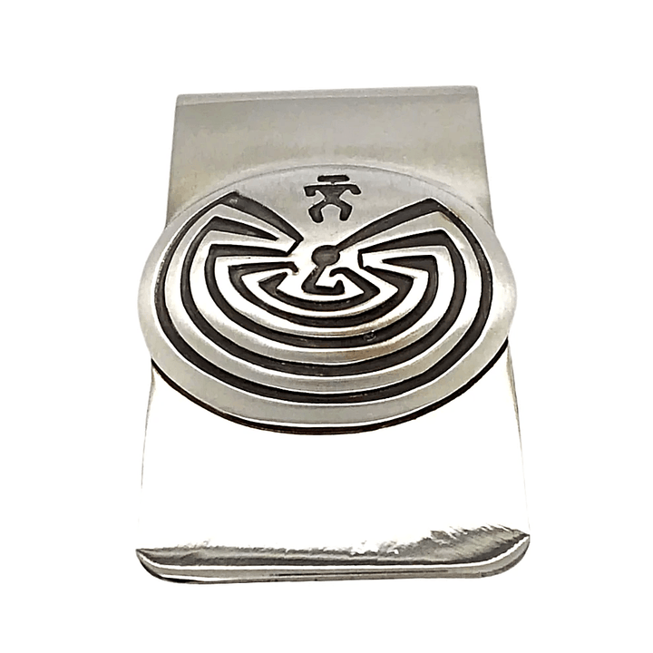 Native American Necklaces & Pendants - Navajo Man-In-The-Maze Sterling Silver Overlay Money Clip - Stanley Gene