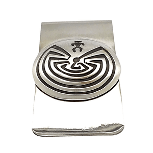 Native American Necklaces & Pendants - Navajo Man-In-The-Maze Sterling Silver Overlay Money Clip - Stanley Gene