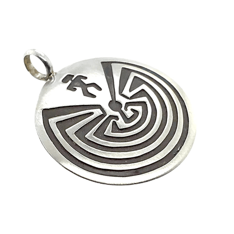 Image of Native American Necklaces & Pendants - Navajo Man-In-The-Maze Sterling Silver Pendant
