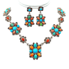 Native American Necklaces & Pendants - Navajo Multi Stone Cluster Necklace Set - E. Spencer