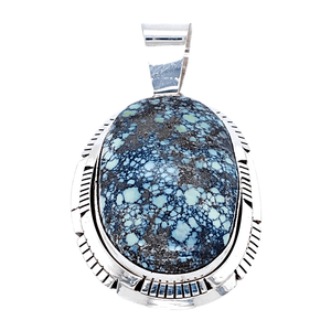 Native American Necklaces & Pendants - Navajo New Landers Turquoise Oval Pendant - Scotty Skeets