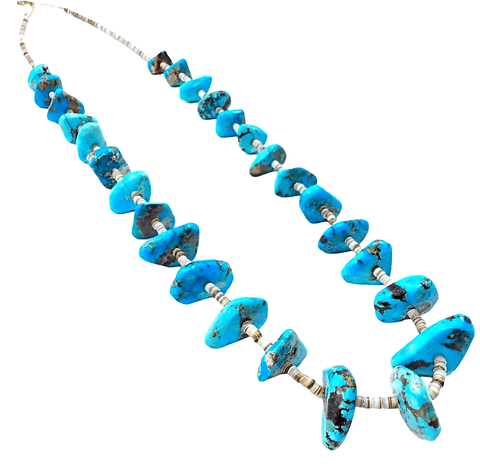 Image of Native American Necklaces & Pendants - Navajo Pawn Turquoise And Heishi Necklace