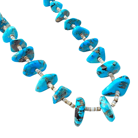 Image of Native American Necklaces & Pendants - Navajo Pawn Turquoise And Heishi Necklace