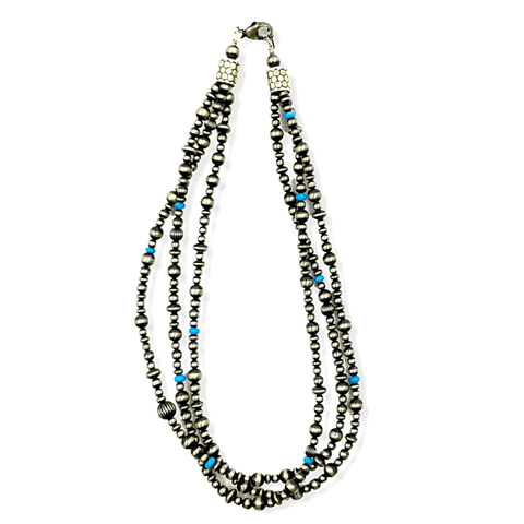 Image of Native American Necklaces & Pendants - Navajo Pearls With Multi-Colored Beads - 3 Strands