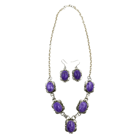Image of Native American Necklaces & Pendants - Navajo Purple Chrolite Necklace Set - Mary Ann Spencer