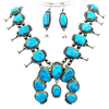 Native American Necklaces & Pendants - Navajo Sleeping Beauty Turquoise Squash Blossom Necklace Set - Mary Ann Spencer