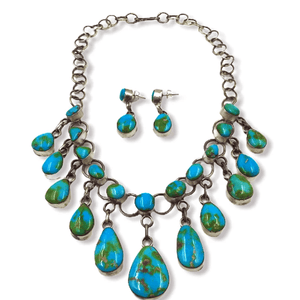 Native American Necklaces & Pendants - Navajo Sonoran Turquoise Teardrop Charm Necklace