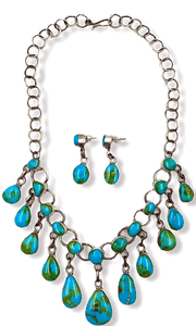 Native American Necklaces & Pendants - Navajo Sonoran Turquoise Teardrop Charm Necklace