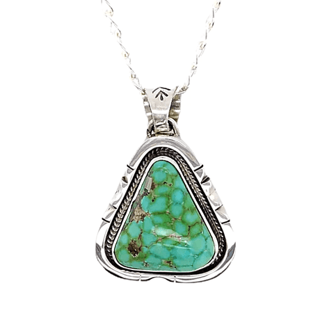 Image of Native American Necklaces & Pendants - Navajo Sonoran Turquoise Triangle Pendant With Chain